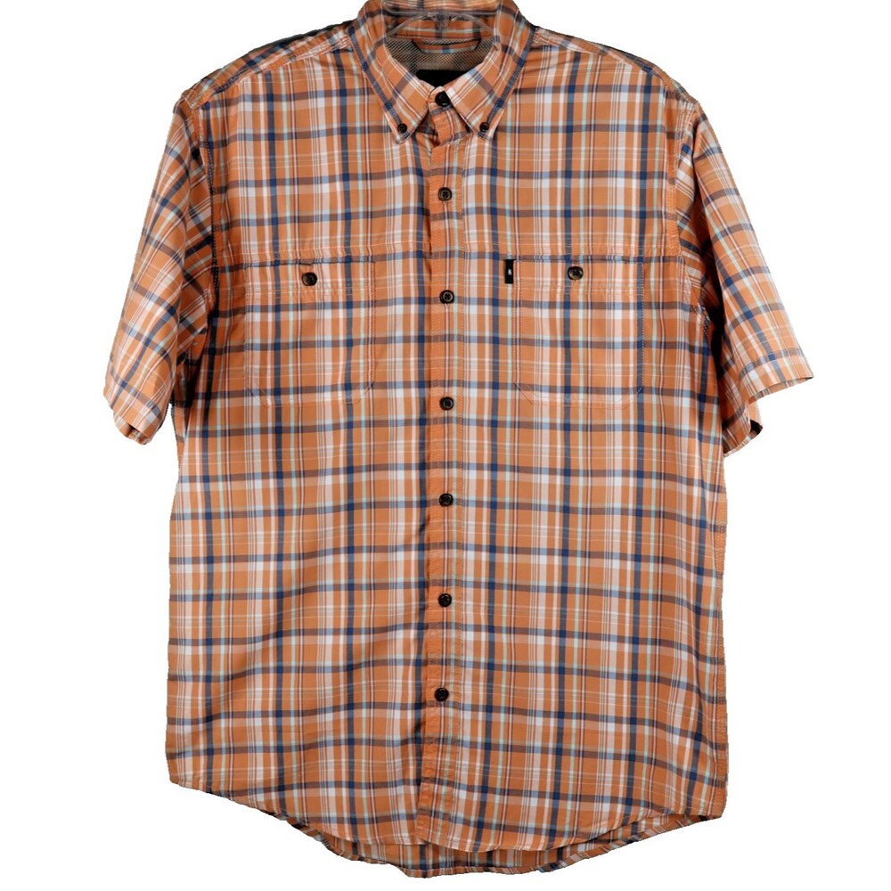 Vintage G H Bass & Co. Men’s Button Down Shirt Short Sleeve Orange Plaid Medium